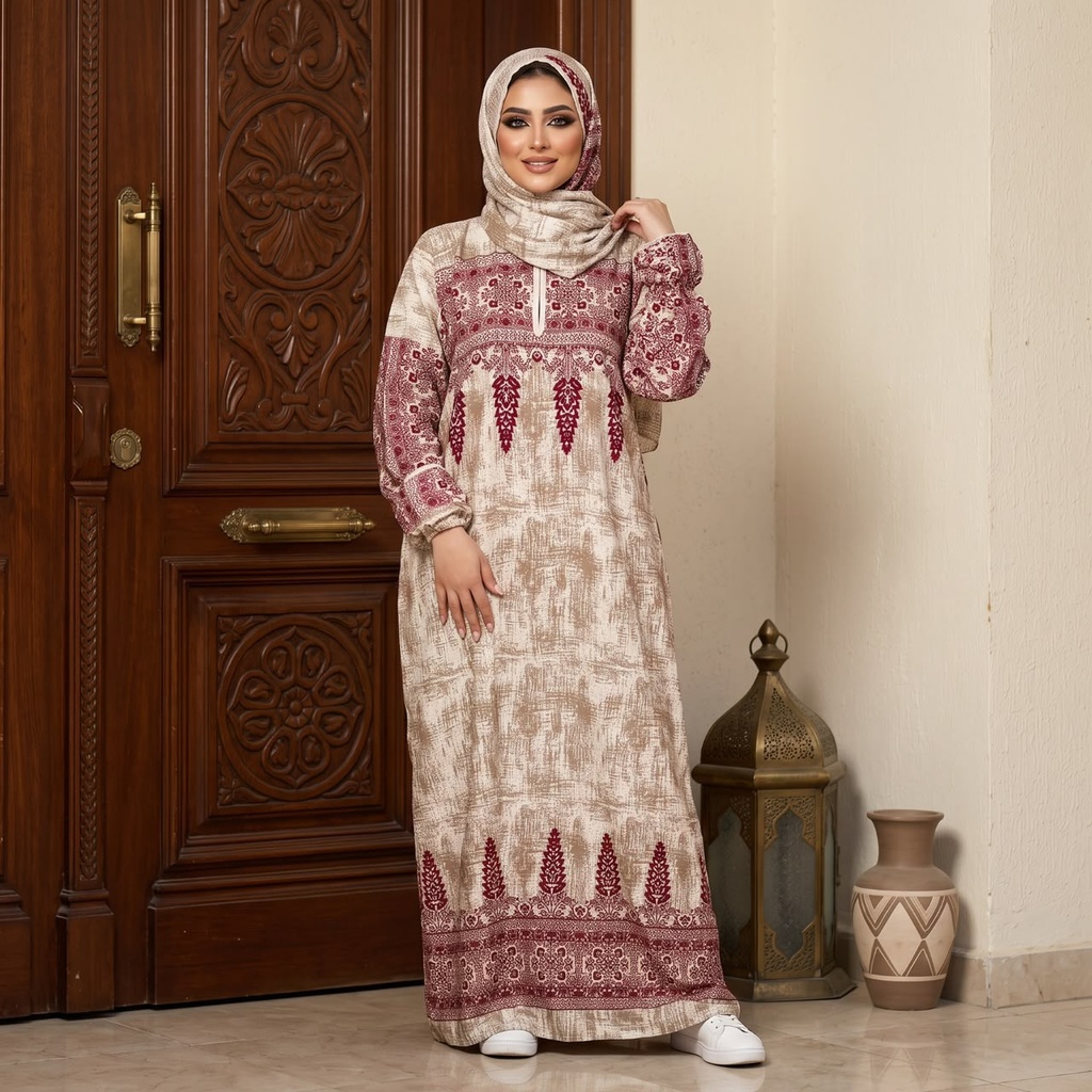 إسدال Noor VEIL ابيض زهري مشجر