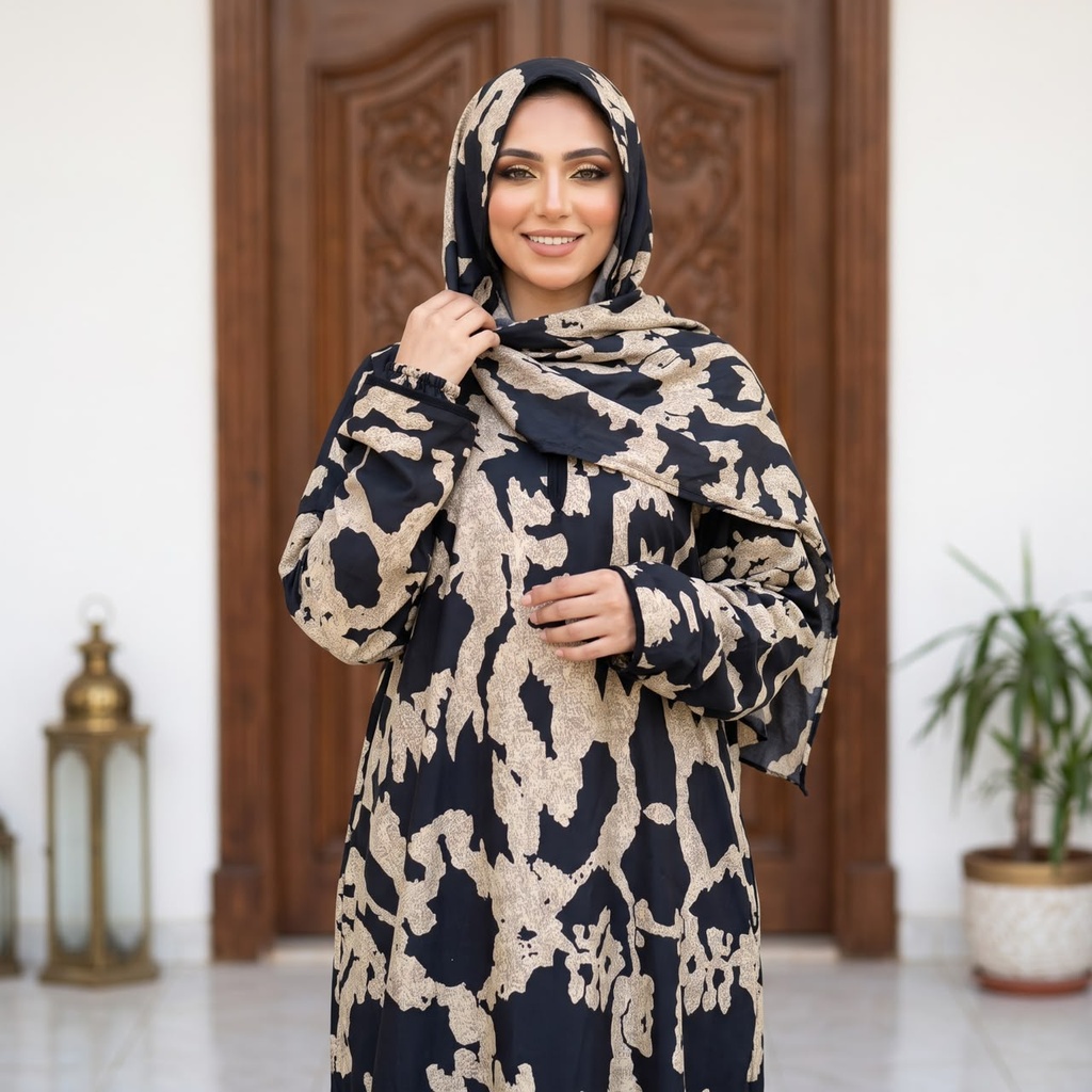 إسدال Noor VEIL بني فاتح مشجر