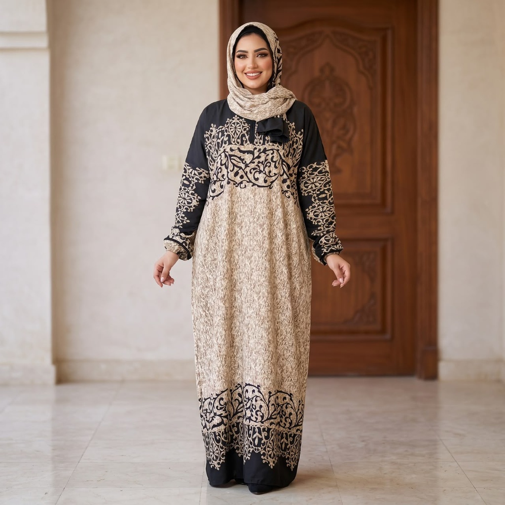 إسدال Noor VEILكريمي  مشجر