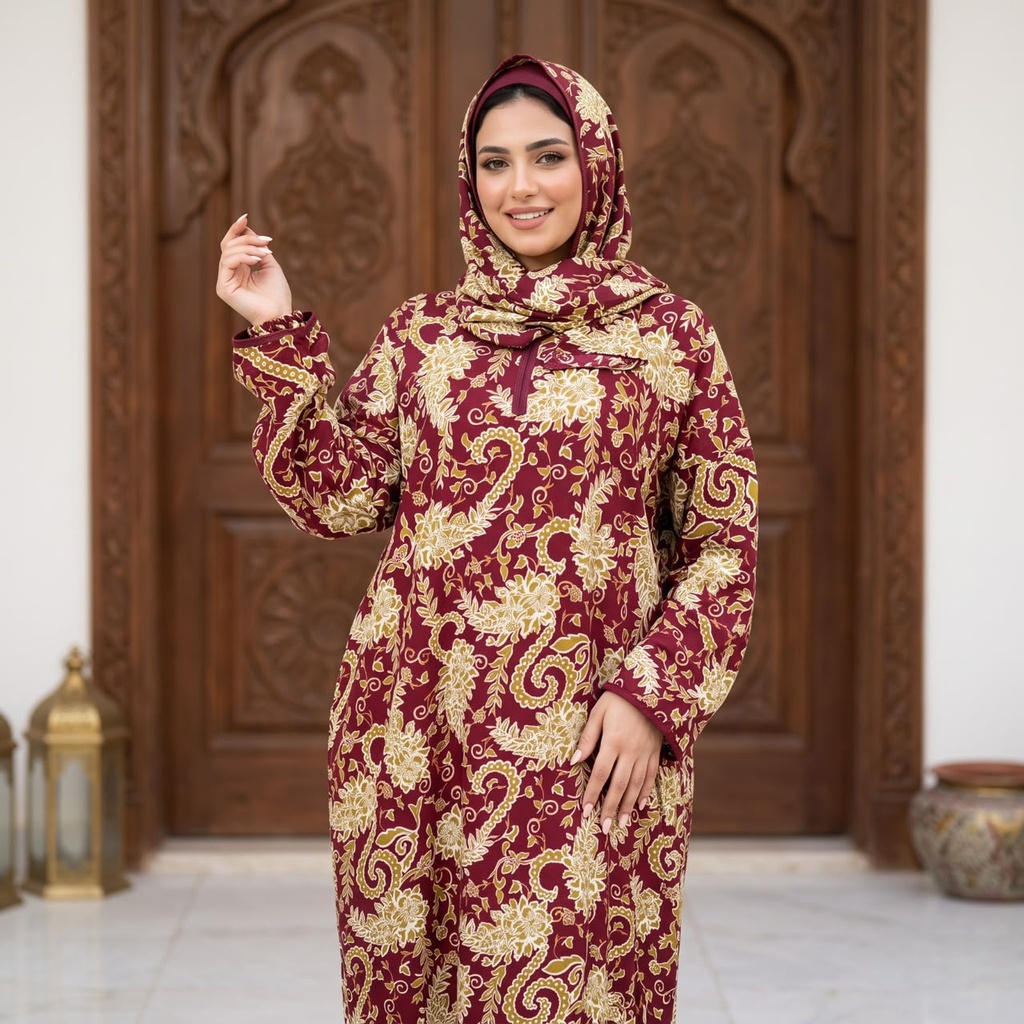 إسدال Noor VEIL احمر مشجر