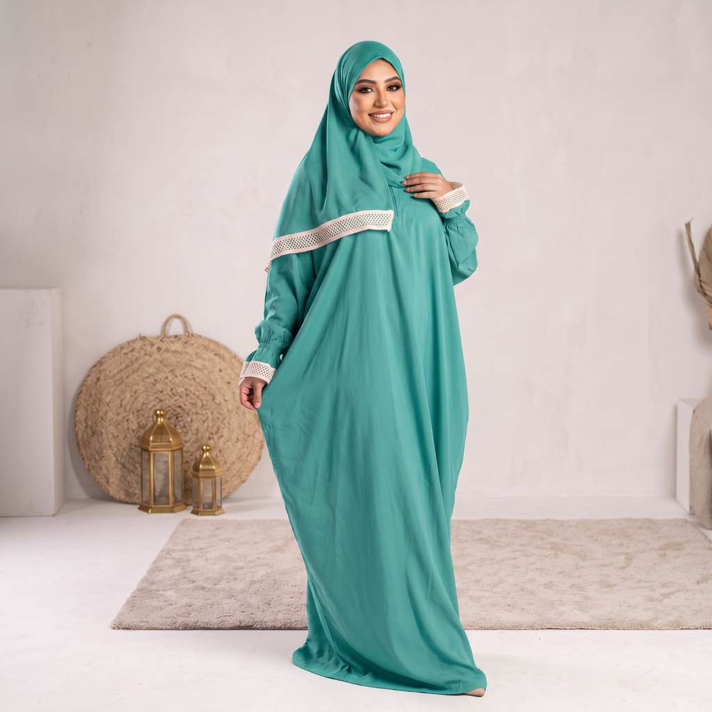 إسدال Noor Veil دانتيل اخضر فاتح