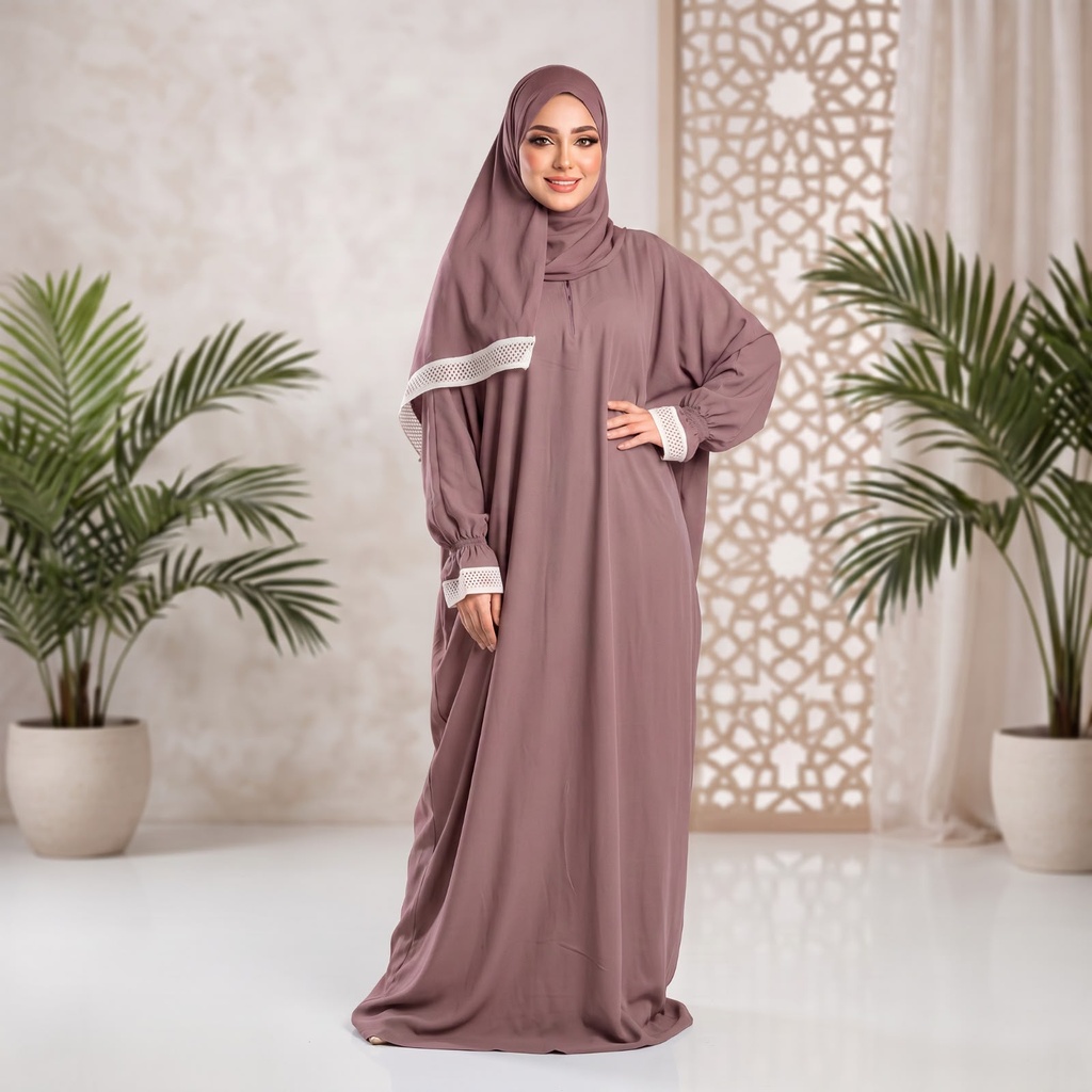 إسدال Noor Veil دانتيل بينك