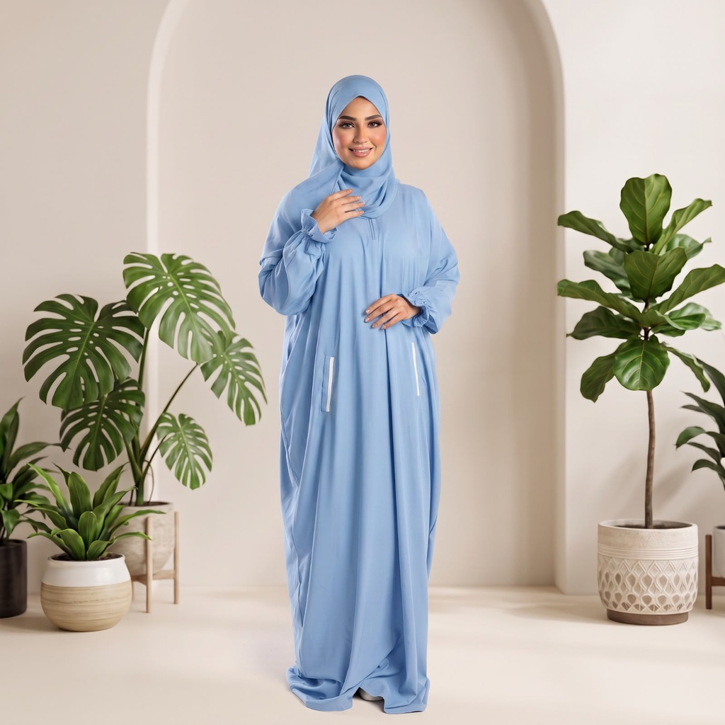 إسدال Noor Veil دانتيل ازرق فاتح