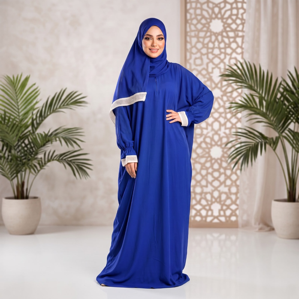 إسدال Noor Veil دانتيل ازرق