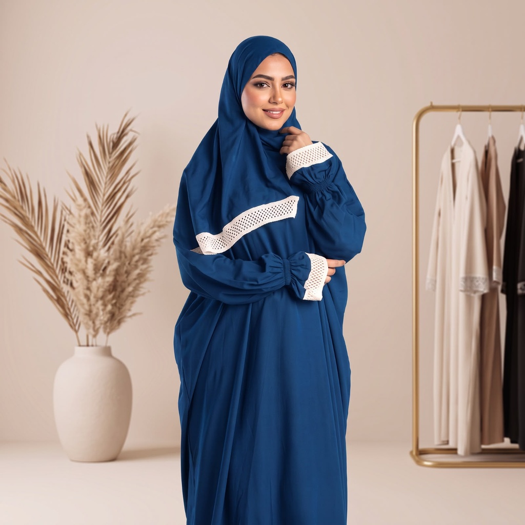 إسدال Noor Veil دانتيل ازرق