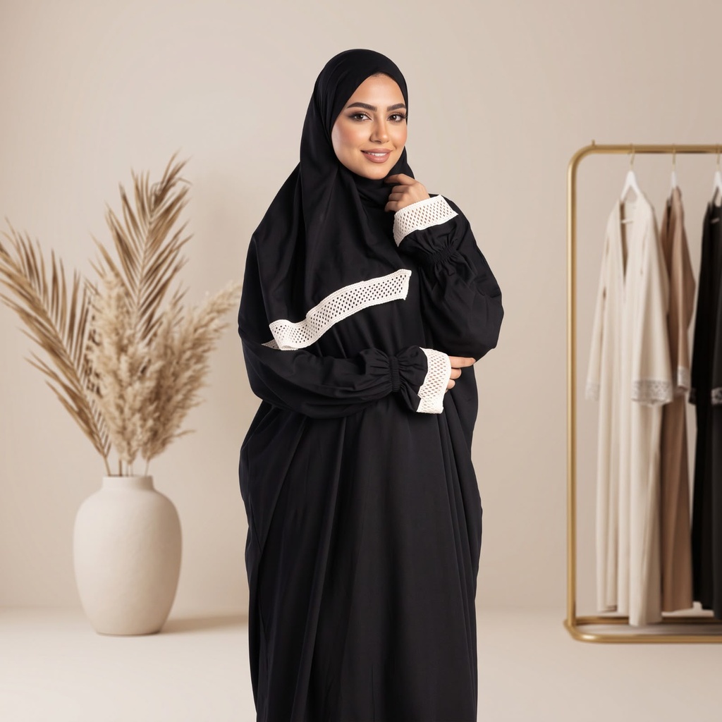 إسدال Noor Veil دانتيل اسود