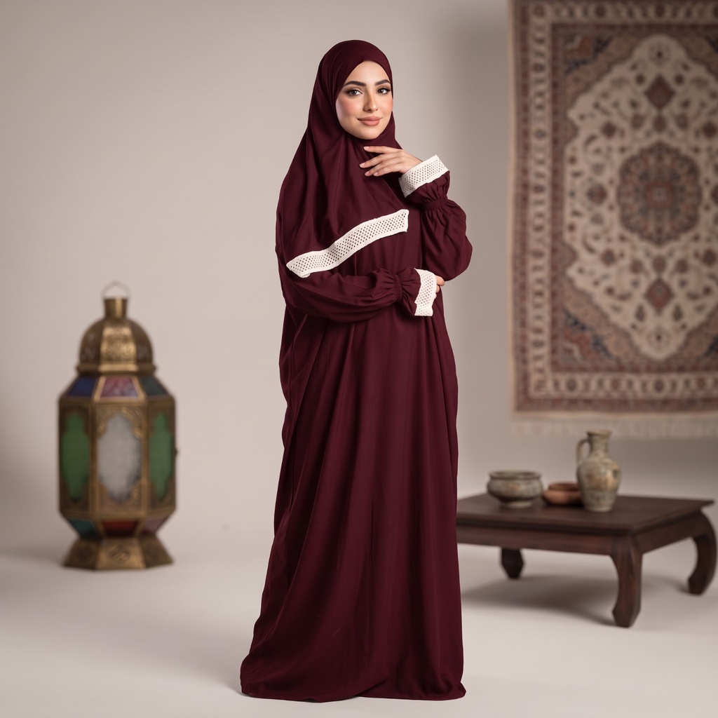 إسدال Noor Veil دانتيل نبيتي فاتح