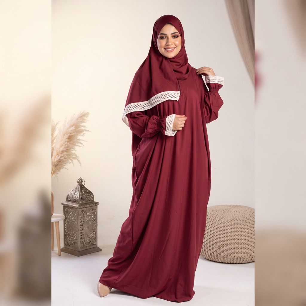 إسدال Noor Veil دانتيل احمر