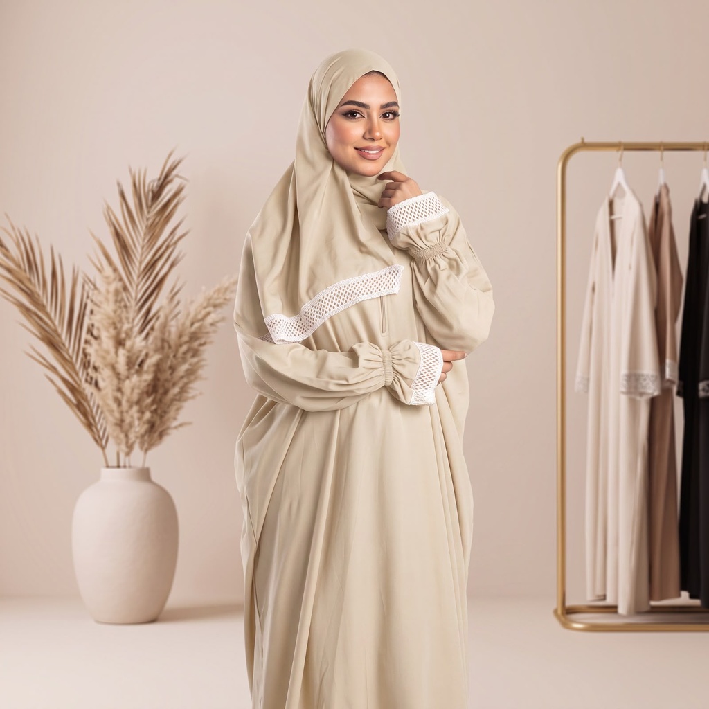 إسدال Noor Veil دانتيل جولد فاتح