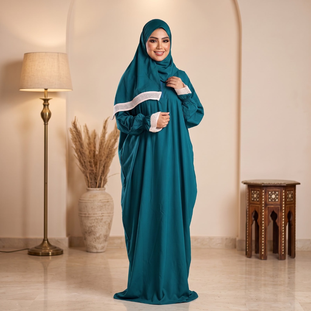 إسدال Noor Veil دانتيل ازرق